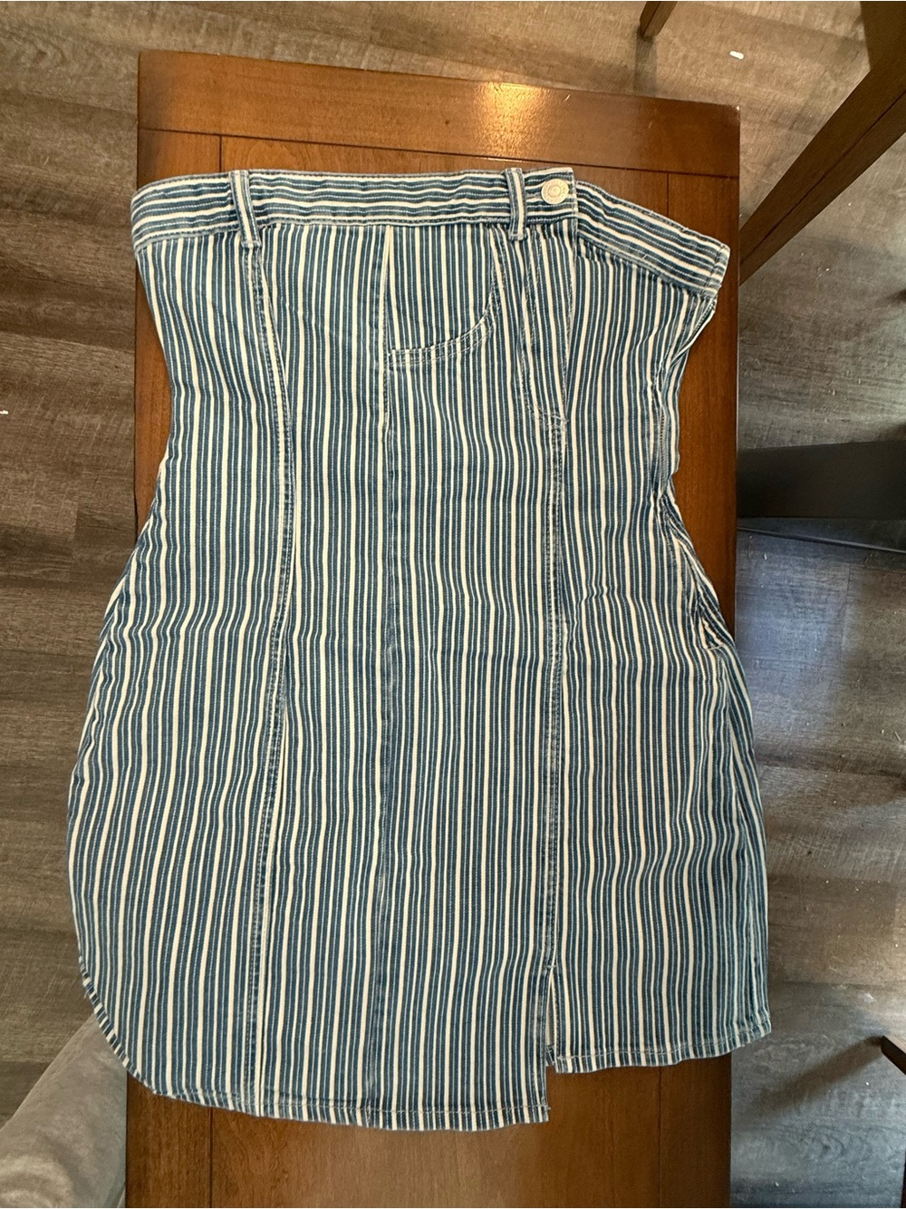 Zara Blue and White Strapless Striped Tube Dress